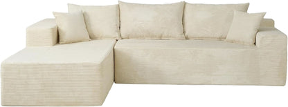 Beige L-Shape Modular Sectional Couch for Living Room