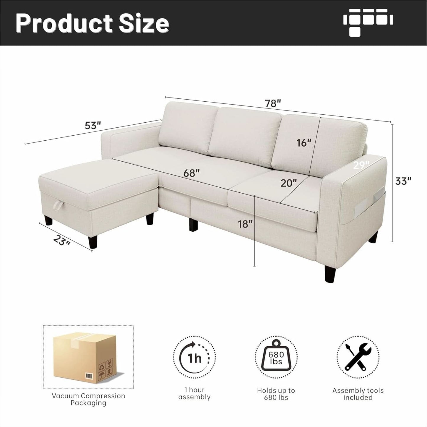 Beige Sectional Sofa for Small Spaces Comfortable and Versatile