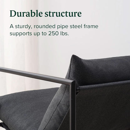 Aidan Sling Chair Dark Grey Metal Frame Shredded Foam
