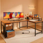 Sixty Three Inch L Shaped Desk USB Port Ergonomic Workspace