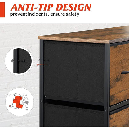 Dark Grey Chest Of Drawers With Wood Top For Bedroom Storage