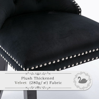 Black Velvet Dining Chairs Set Of 4 With Nailhead Trim
