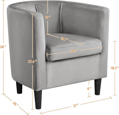 Gray Velvet Barrel Accent Chairs Set of 2 18.5x19.7in Seats