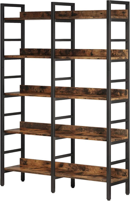 Rustic Brown 5 Tier Etagere Bookcase 71 In High 47 In Wide