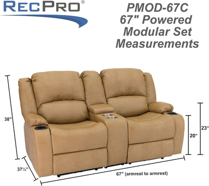 Charles 67 Inch Powered Double RV Wall Hugger Recliner Sofa