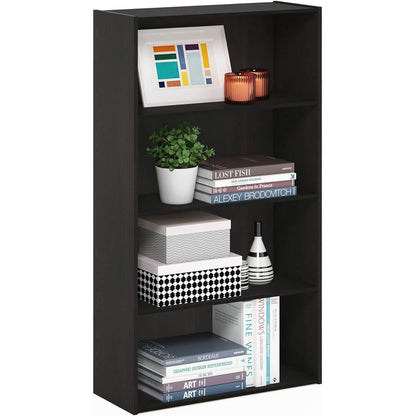 Espresso Four Tier Bookcase Bookshelf Storage Shelves
