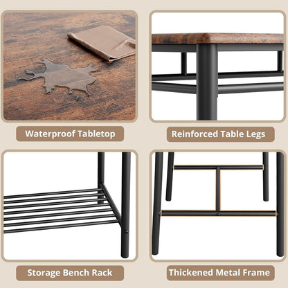Industrial Dining Room Table Set For Four Rustic Brown