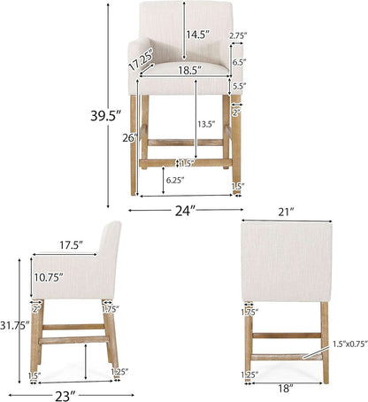 Armga Upholstered 26 Inch Counter Stools Beige Set Of 2