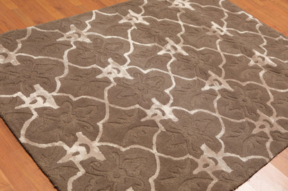 4x6 Brown, Tan Hand Tufted Wool & Bamboo Silk  Oriental Area Rug