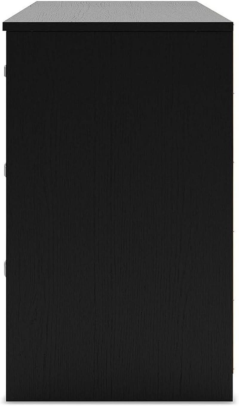 Black Contemporary Six Drawer Dresser Ball Bearing Slides