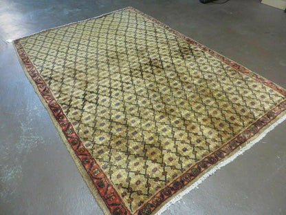 4' X 6' Handmade Indian Allover Wool Rug Camel Hair Color #119