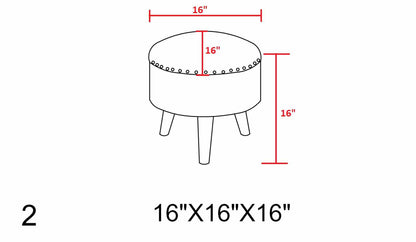 Brick Red Wood Frame Ottoman Stool