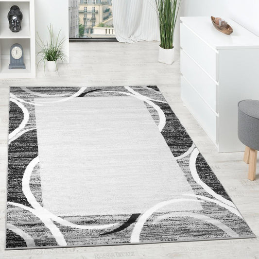 Black White Area Rug for Living Room Modern Design