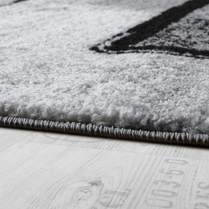Black White Area Rug Montreal Abstract Paint Effect