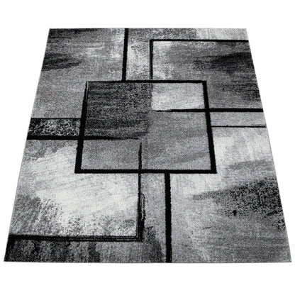 Gray Black Area Rug Mondial Modern Paint Effect