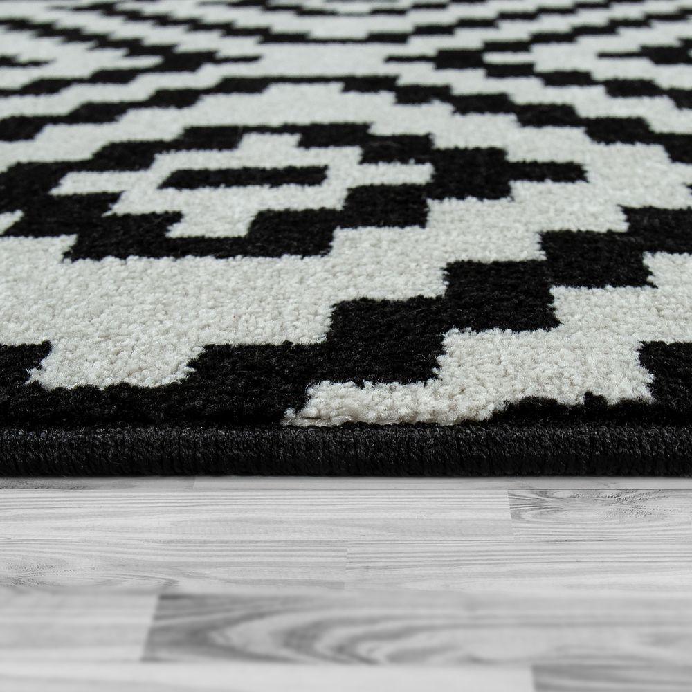 Black White Living Room Rug Boho Design Diamond Pattern