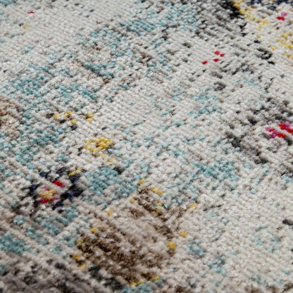 Blue Outdoor Rug Oriental Design Pastel Colors