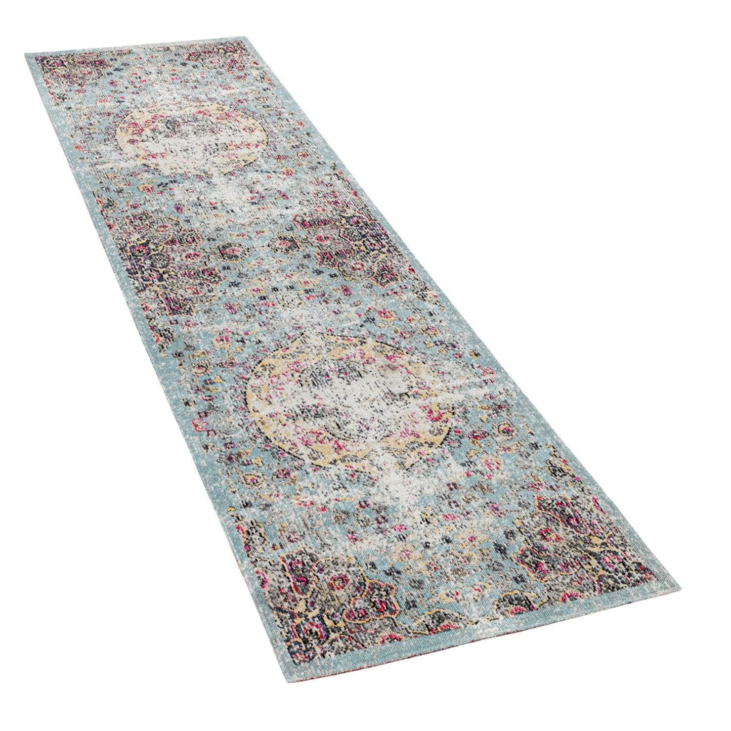Blue Outdoor Rug Oriental Design Pastel Colors