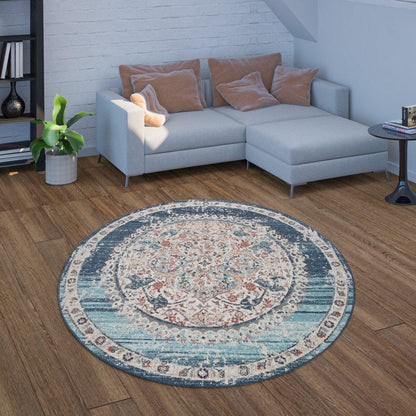 Blue Red Indoor & Outdoor Rug For Balcony Oriental Pattern