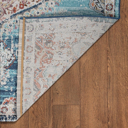 Blue Red Indoor & Outdoor Rug For Balcony Oriental Pattern