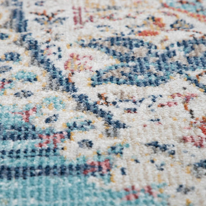 Blue Red Indoor & Outdoor Rug For Balcony Oriental Pattern