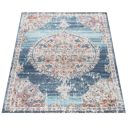 Blue Red Indoor & Outdoor Rug For Balcony Oriental Pattern