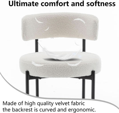 Boucle Bar Stools Set Of 3 24 Inch White Upholstered Counter Stools With Backs
