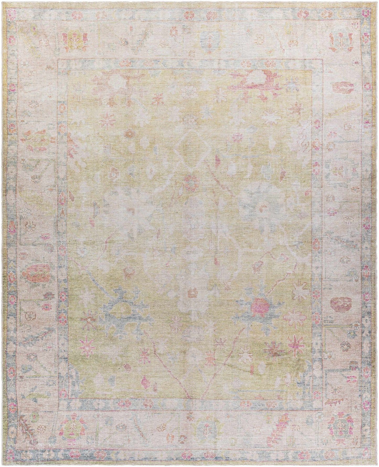 Bozkurt Vintage Flat Pile Washable Rug