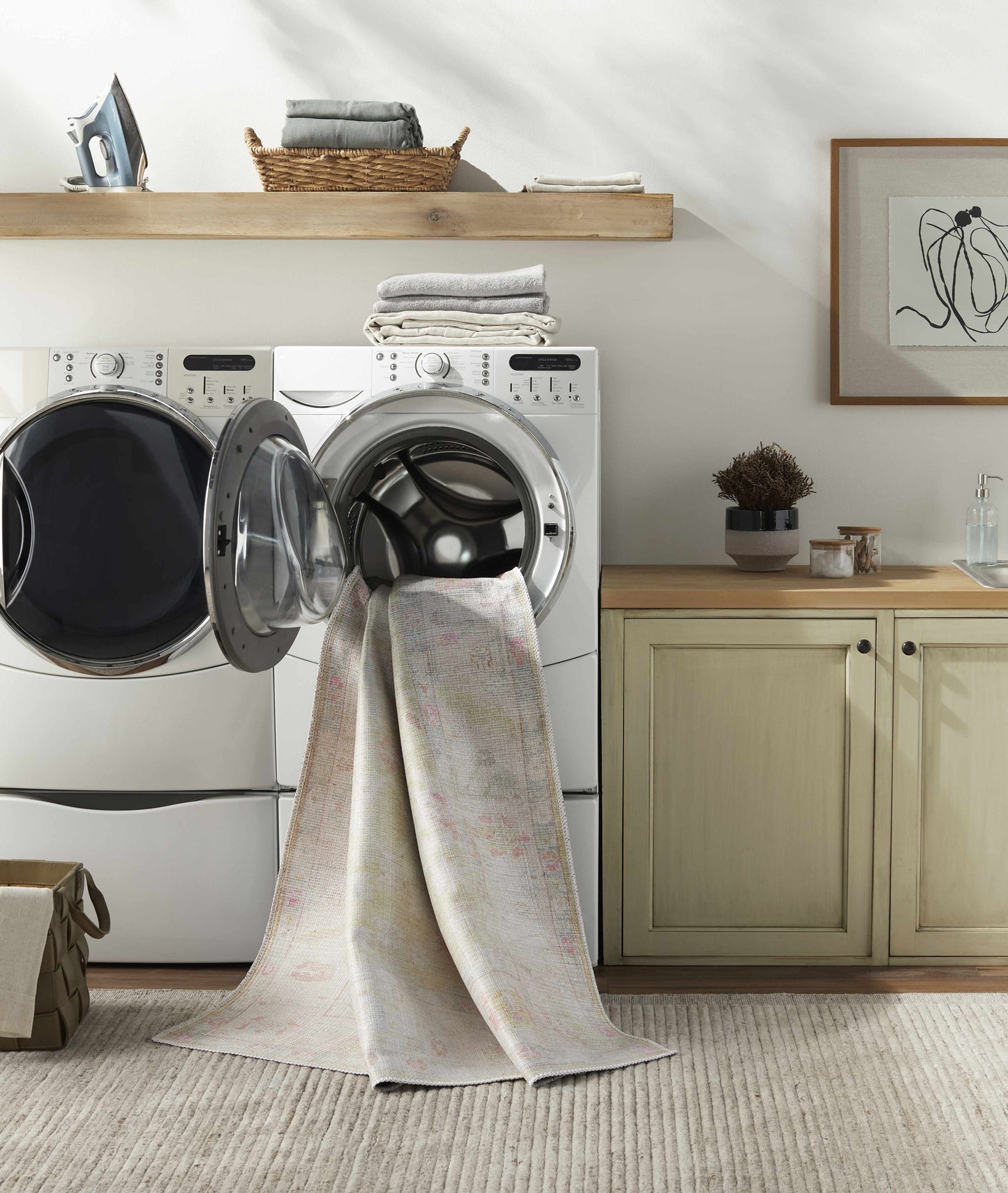 Bozkurt Vintage Flat Pile Washable Rug