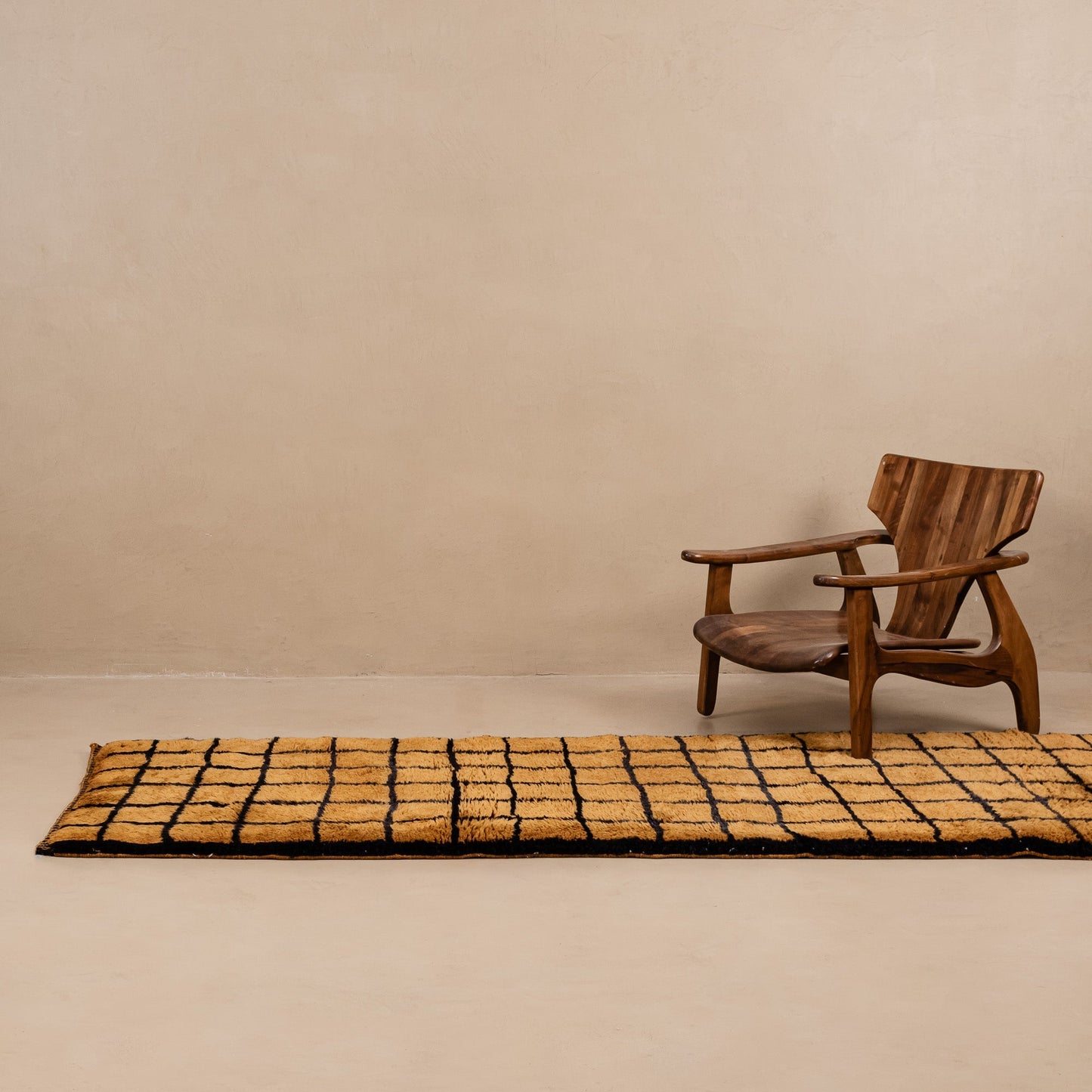 Bronze Grid - Luxury Shag Moroccan Runner Rug