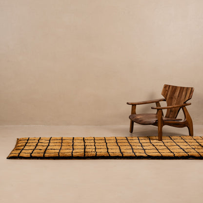 Bronze Grid - Luxury Shag Moroccan Runner Rug