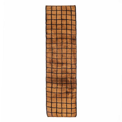 Bronze Grid - Luxury Shag Moroccan Runner Rug