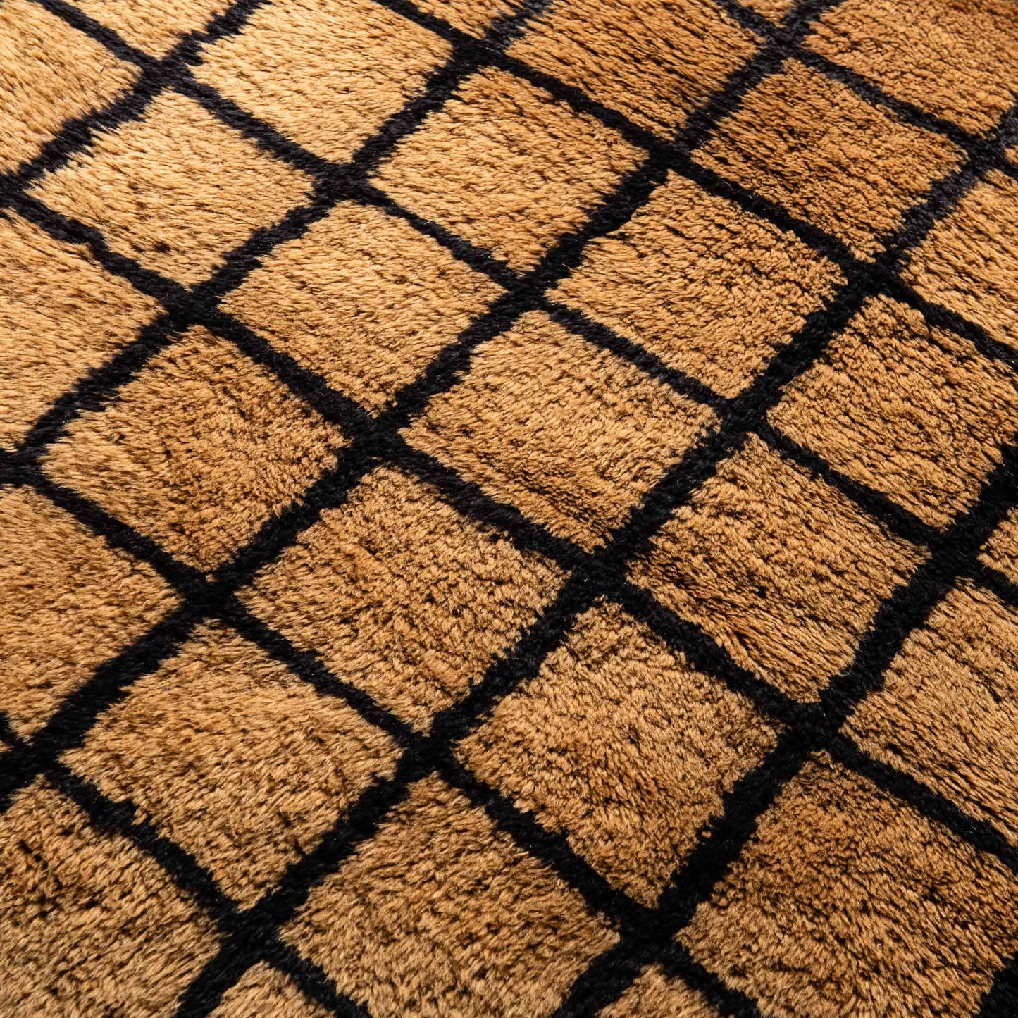 Bronze Grid - Luxury Shag Moroccan Runner Rug