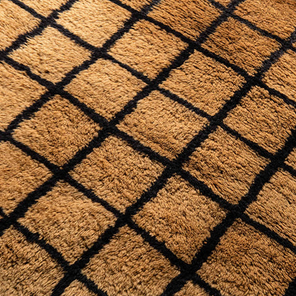 Bronze Grid - Luxury Shag Moroccan Runner Rug