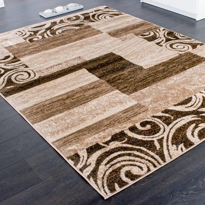 Brown Beige Designer Rug for Living Room