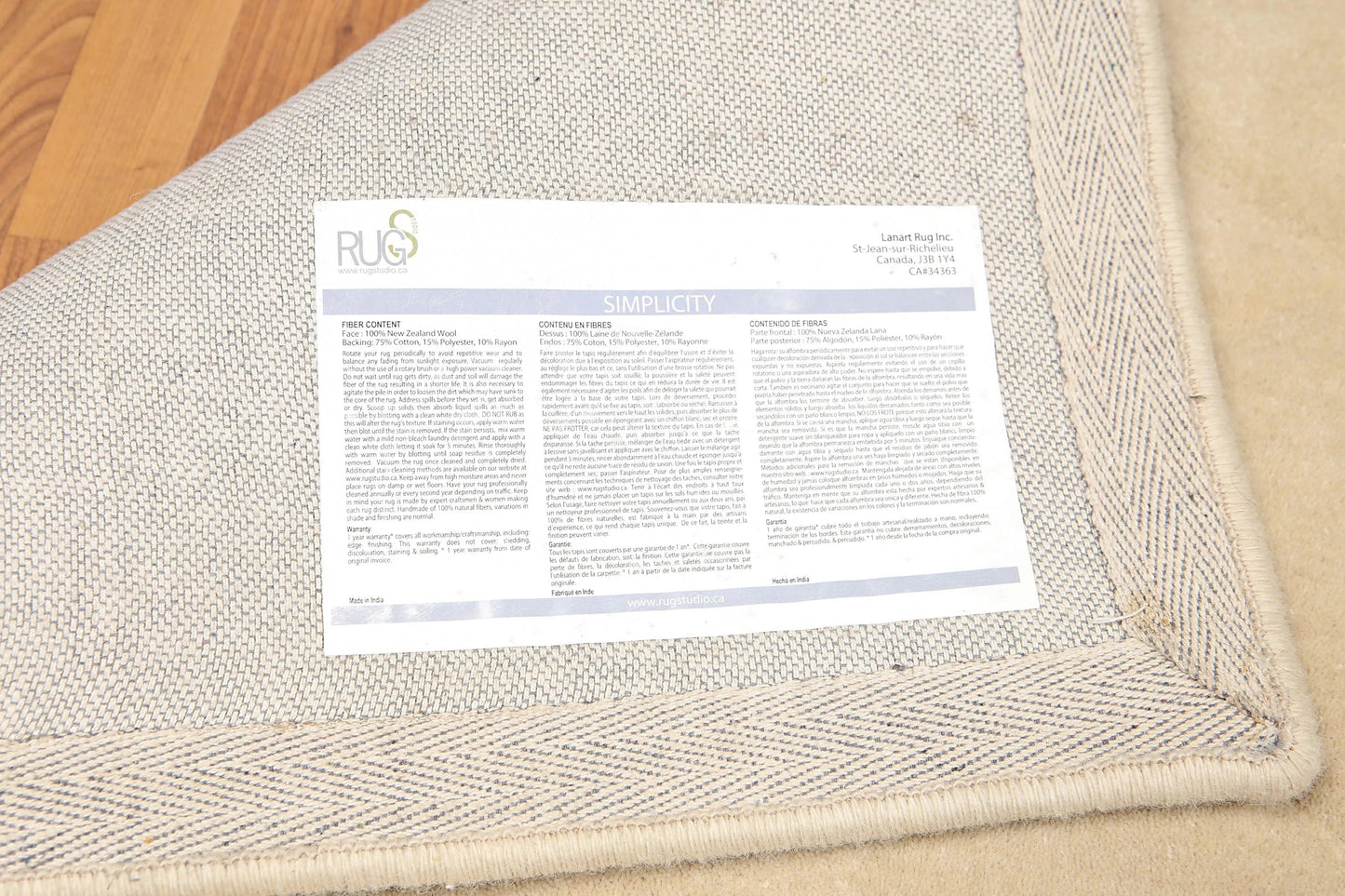 5' x 8' Designer Embossed Diamond Pattern 100% Wool Area Rug Beige