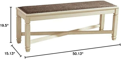 Bolanburg Upholstered Dining Bench Antique White Finish