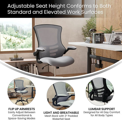Kelista Mid Back Swivel Office Chair With Height Adjustable Dark Gray Mesh