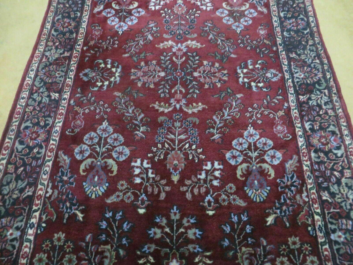 4' X 6' Vintage Handmade Fine India Jaipur Floral Oriental Wool Rug Red Nice