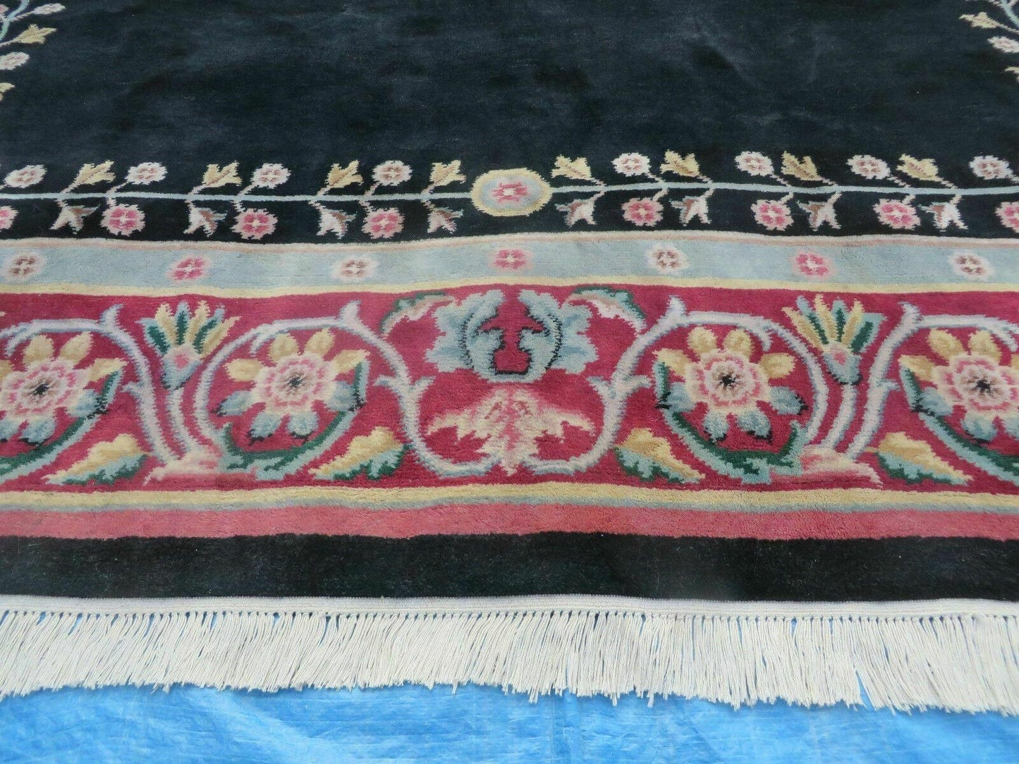 9' X 12' Decorative Chinese Aubusson Hand Knotted Pile Wool Rug Black Nice