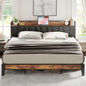 King Size Bed Frame With Storage Headboard And USB Charging Ports