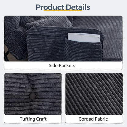 Customizable Dark Grey Floor Sofa Bed With Five Position Adjustment