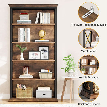 Six Tier Bookcase 71 Inch Industrial Storage Shelf