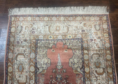 Silk Indian Kayseri Rug 4x6, Haji Jalili Design, Vintage Rug