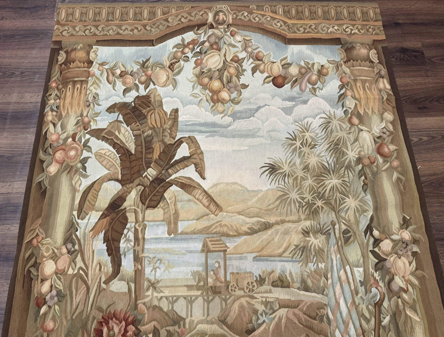 Vintage French Tapestry 5x7, Handmade, Wool, Aubusson Weave