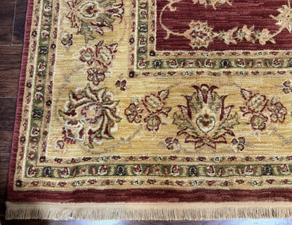 Traditional Wool Oriental Rug 9x13, Large Power Loomed Carpet, Burgundy