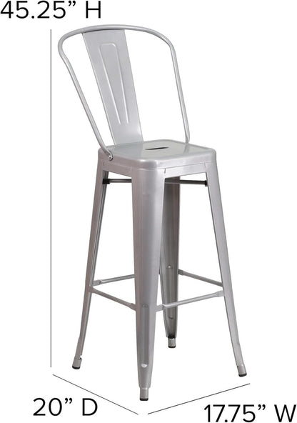 Commercial Grade Metal Barstool Set for Indoor Outdoor Use