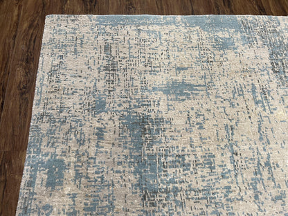 Modern Tibetan Rug 5x8 ft Light Blue and Gray Carpet, Contemporary Wool Rug, Handmade Nepali Rug, Raised Pattern, Tibet Area Rug, Nepal Rug