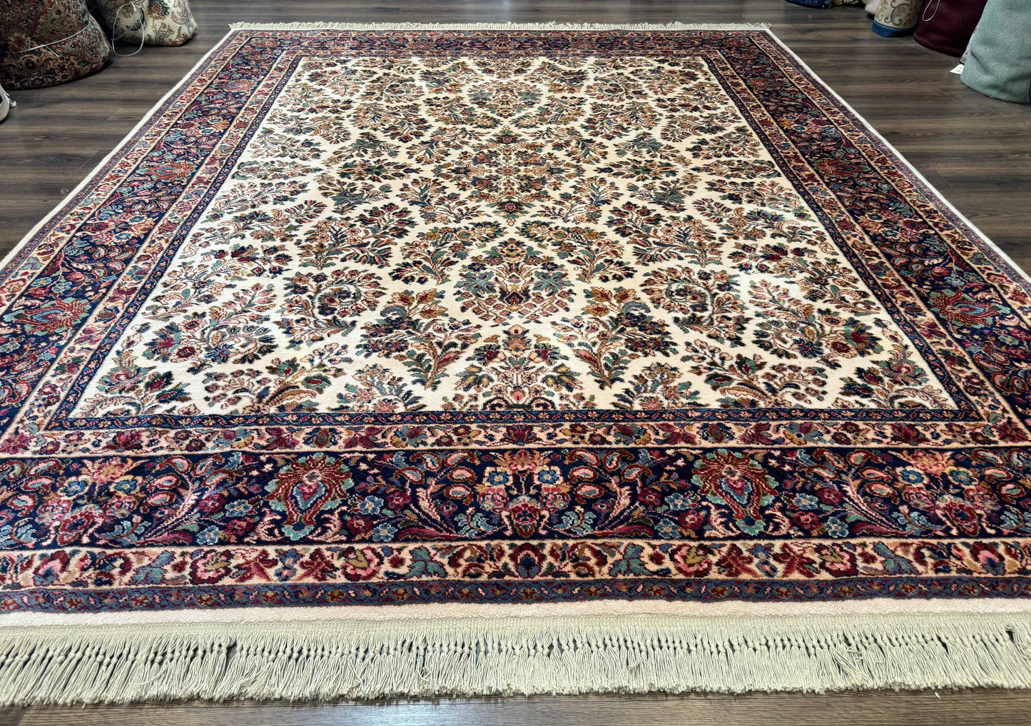 Karastan Rug 8.8 x 10.6 Ivory Sarouk #700/760, Wool Discontinued Original 700 Series