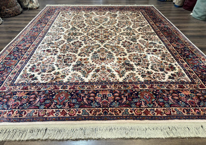 Karastan Rug 8.8 x 10.6 Ivory Sarouk #700/760, Wool Discontinued Original 700 Series